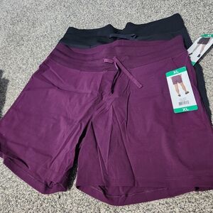 Tuff Athletics Women's Dark Purple and Black Athletic Shorts